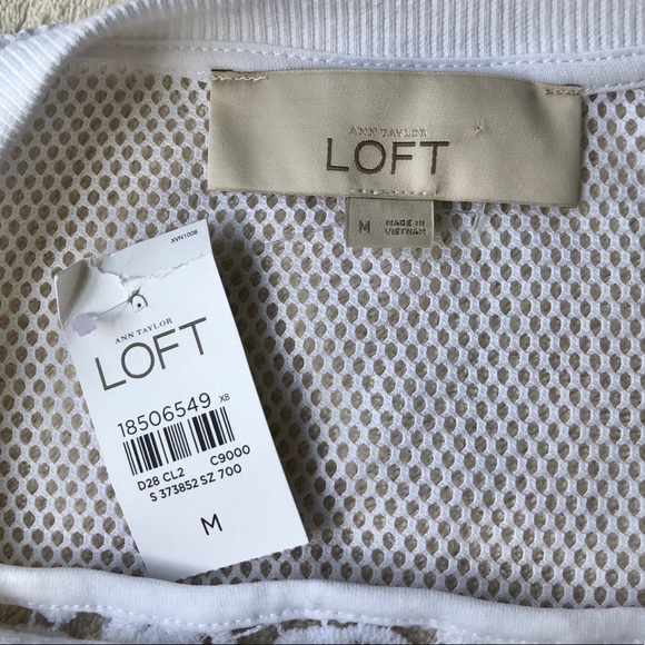 LOFT Floral Lace and Mesh Top in White - Picture 5 of 12